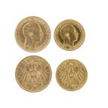 Imperial Germany: Prussia: William II, gold 20 marks, 1910, Hamburg Mint (F 3832), very fine; and 10