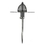 A fine Spanish left hand dagger, blade 19 in., double-edged for 7 in. towards the point, single-