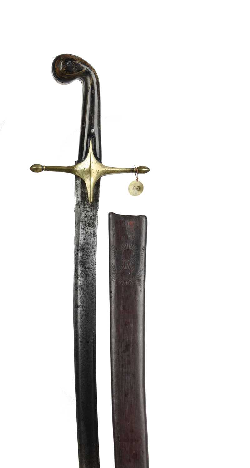 λ A composite Ottoman short sword, blade 28.5 in. and taken from a longer weapons (fullers run off