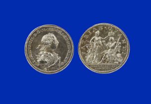George III, coronation 1761, a silver medal by Johann Lorenz Natter (L.N.), laureate and armoured