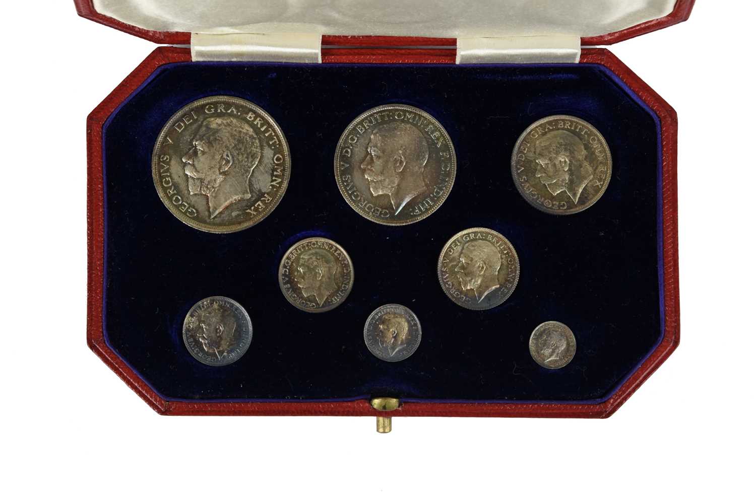 George V: proof set 1911, 8 coins comprising silver half crown to maundy penny, in official case - Image 2 of 4