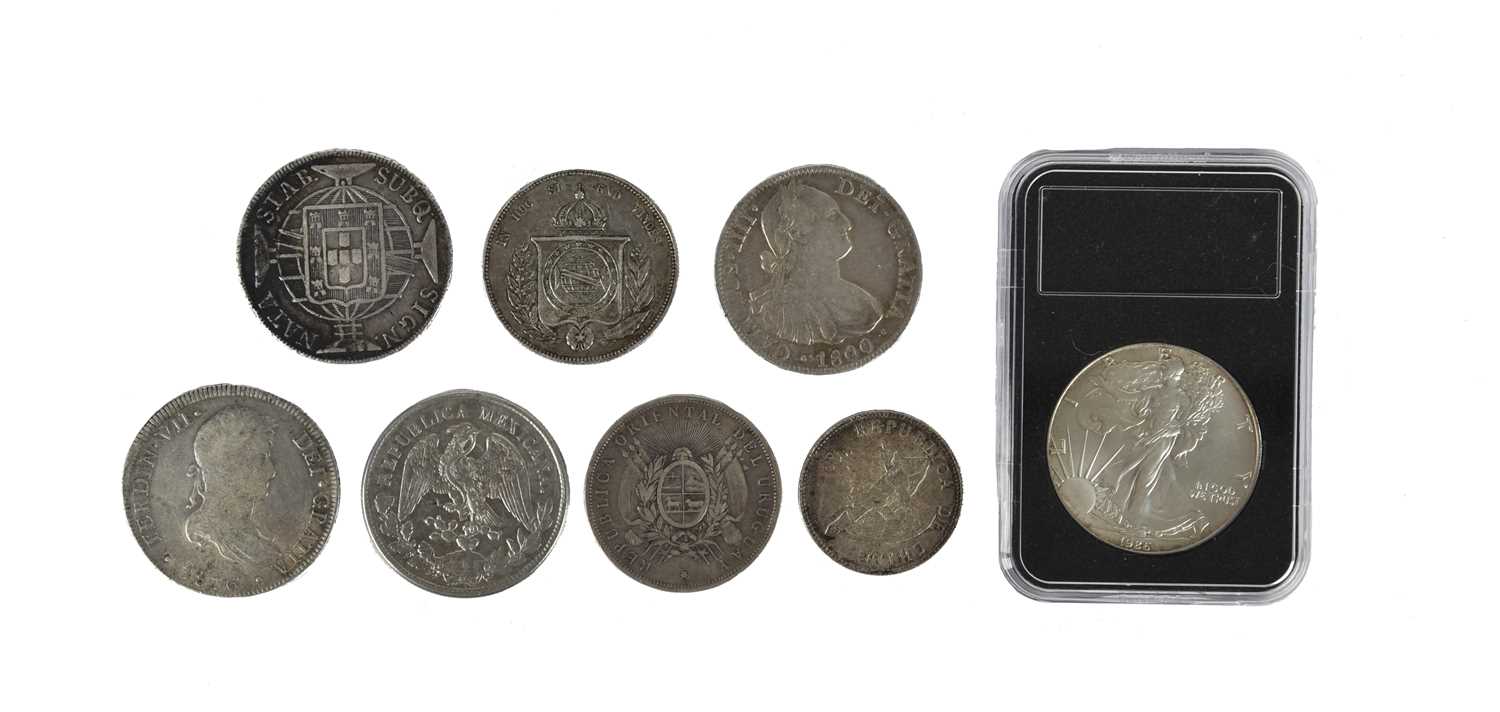 The Americas: various silver coins, including: Brazil: 960 reis, 1819 (KM 326.1), slightly