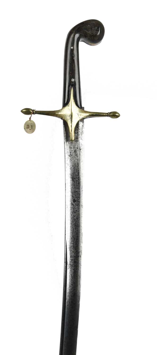 λ A composite Ottoman short sword, blade 28.5 in. and taken from a longer weapons (fullers run off - Image 2 of 2