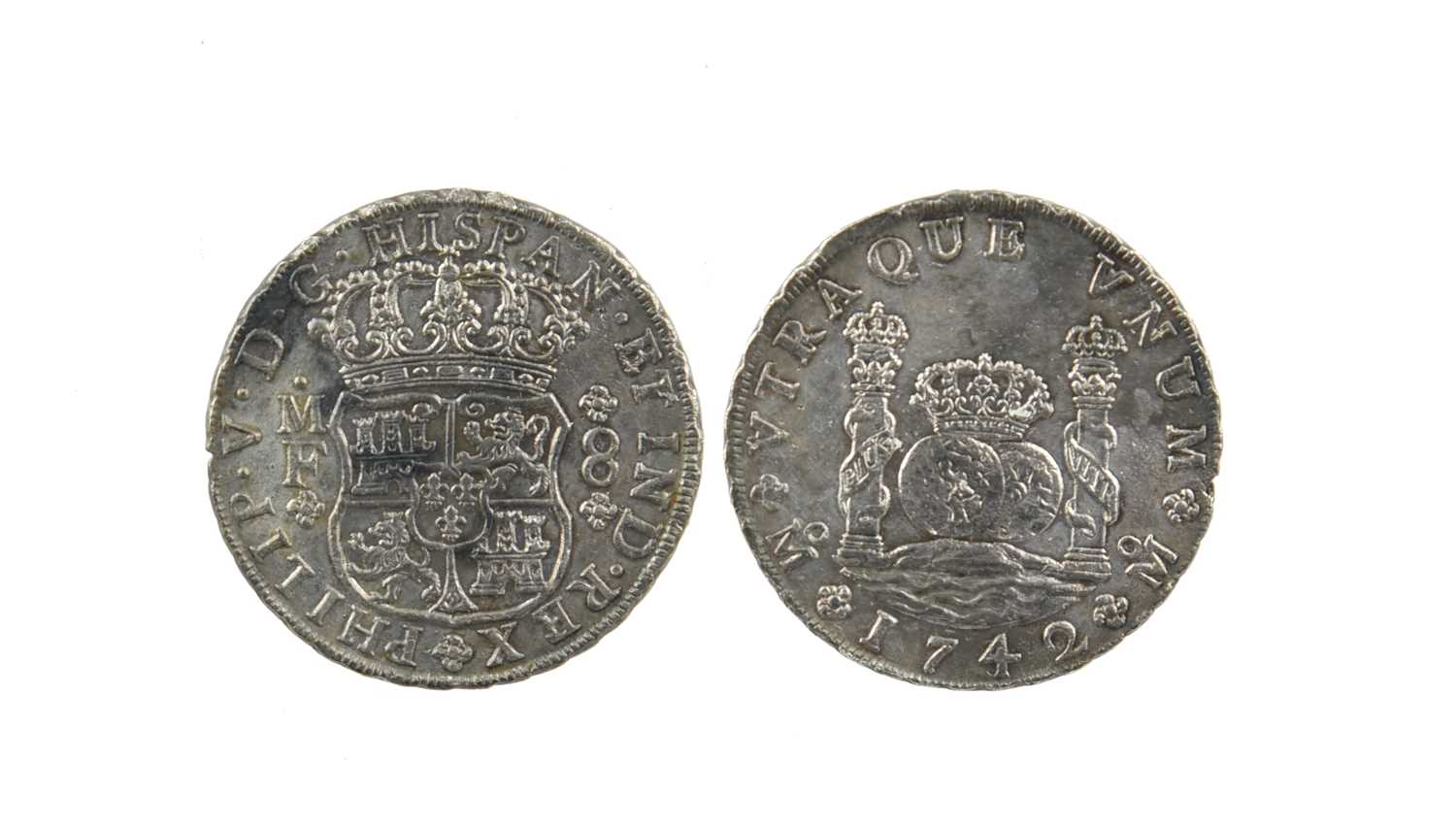 Mexico: Philip V, silver eight reales, 1742 MF, Mexico City, 42 over 32 (KM 103), good very fine.