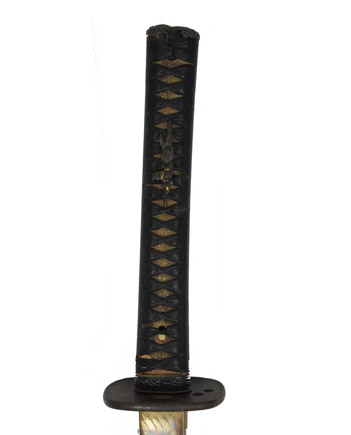 A Japanese sword (katana), blade 28 in., hon-zukiri, hamon based on suguha, signed (Omi no kami - Image 3 of 3