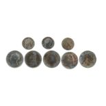 A small collection of silver maundy and small denomination circulation coins, comprising: George