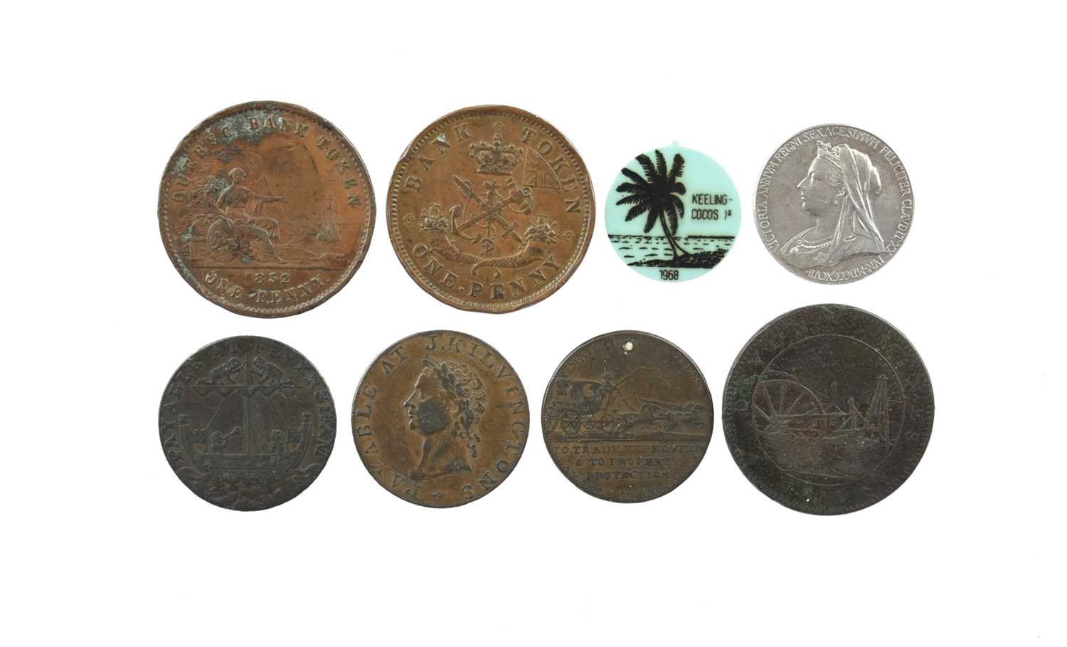 A small quantity of token currency and associated items, including: J. Kilvington, Brunswick