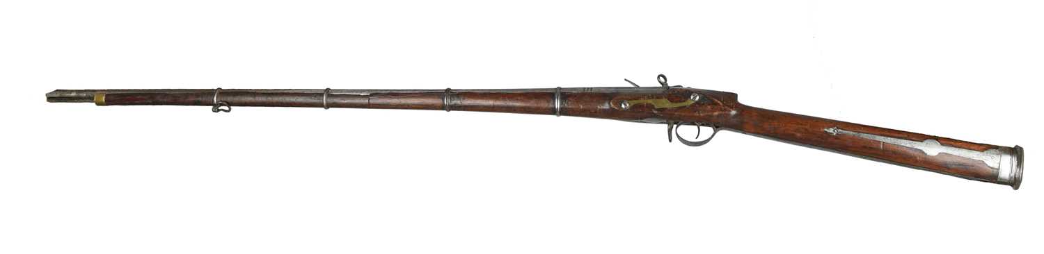 A 26 bore Persian musket, barrel 41 in., retained to the stock by four iron bands, the upper band - Image 2 of 2