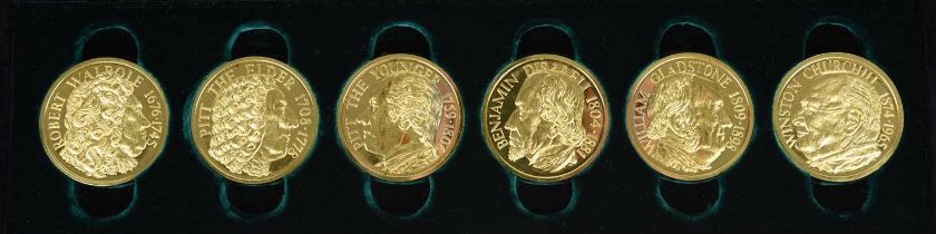 Prime Ministers of Great Britain, a set of gold medals issued by Medallioners Ltd: Robert Walpole,