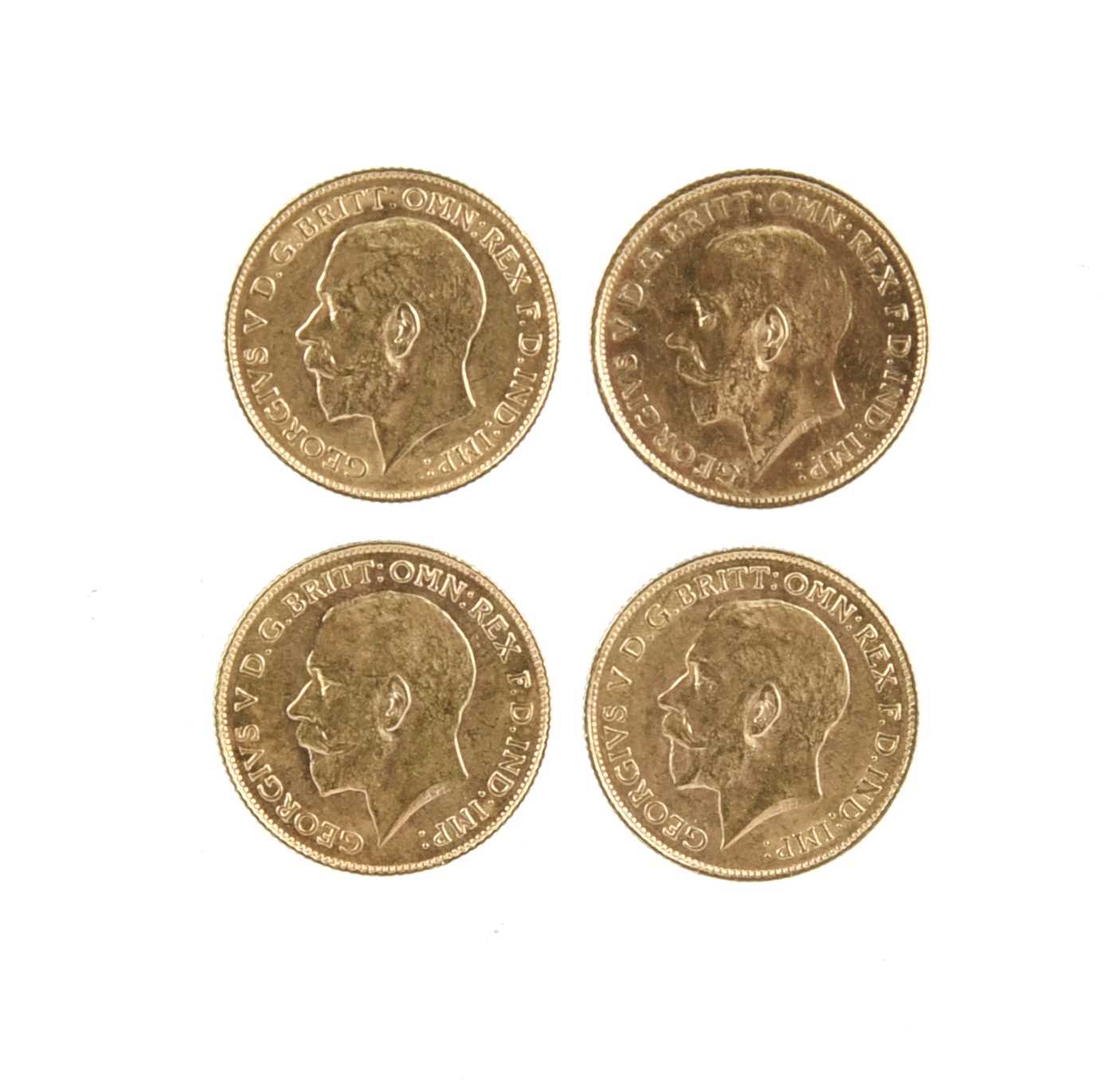 George V, gold half sovereigns (4): 1911, London Mint (S 4006), extremely fine; 1916, Sydney Mint (S - Bild 2 aus 3