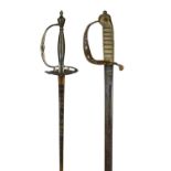 A British 1857 Pattern Royal Engineers officer's sword, slightly curved fullered blade 33 in.,