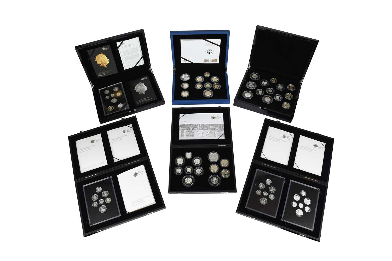 Elizabeth II, silver proof sets, vis.: Emblems of Britain (2 sets) and Shield of Arms, 2008, each