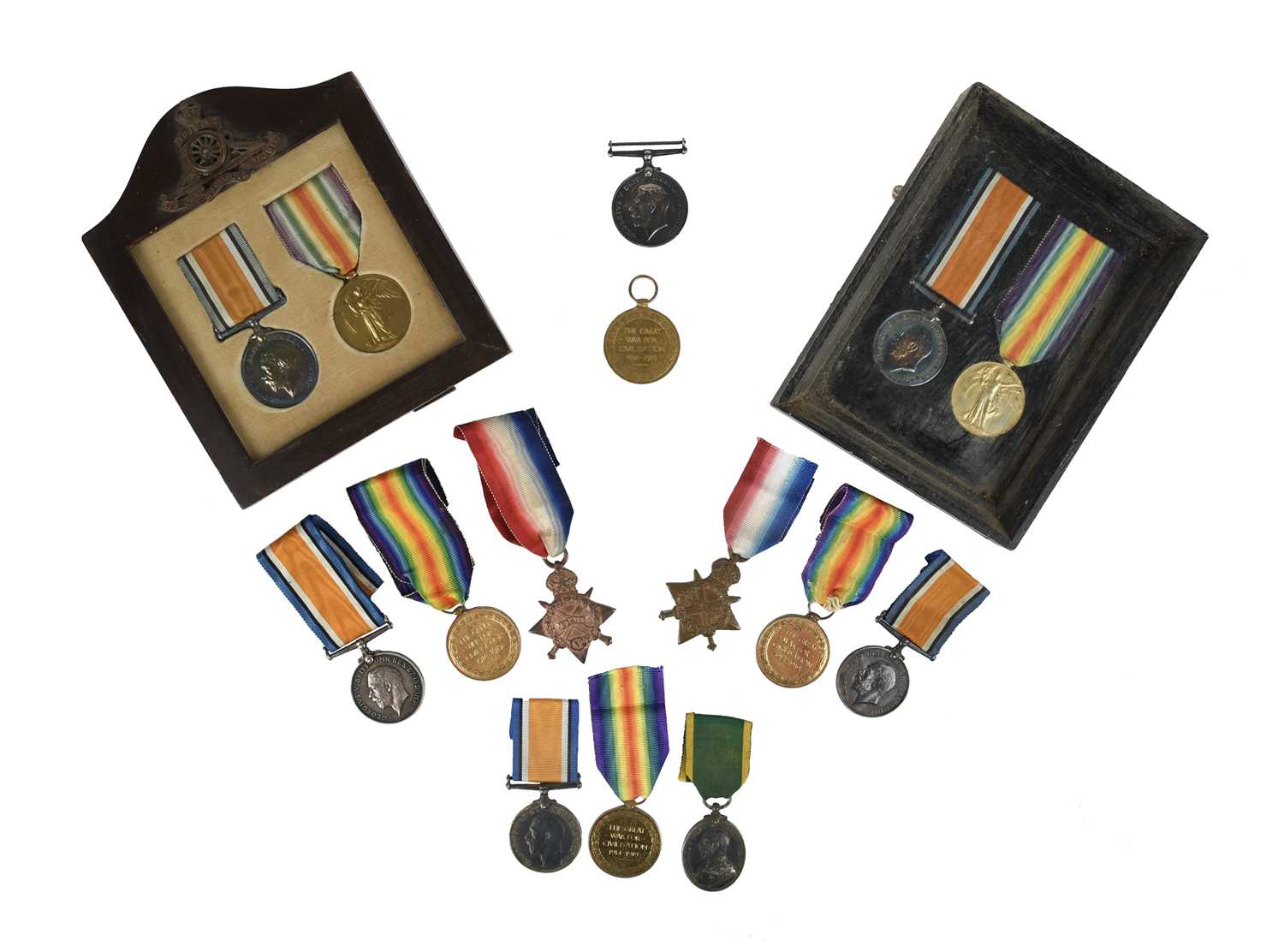 A small collection of Great War medal groups, comprising: three: 1914-15 Star (88860. S. STH. E.