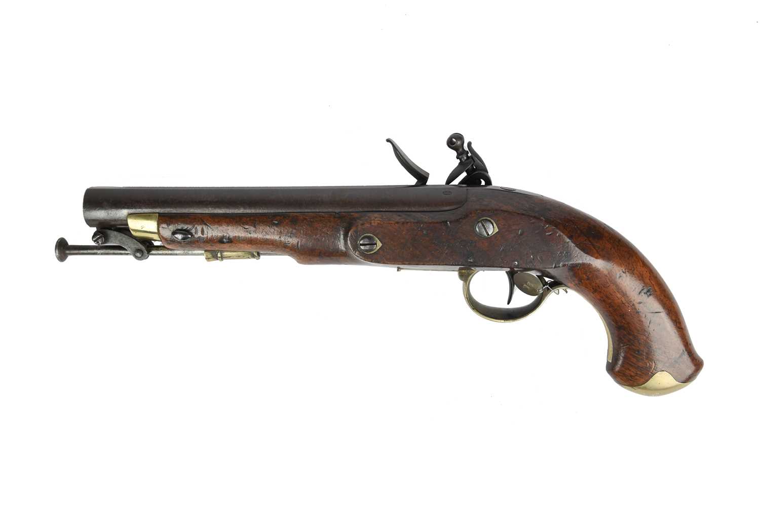 W & J Rigby: a scarce Irish 16 bore constabulary flintlock pistol, barrel 9 in., narrow top flat - Image 2 of 2
