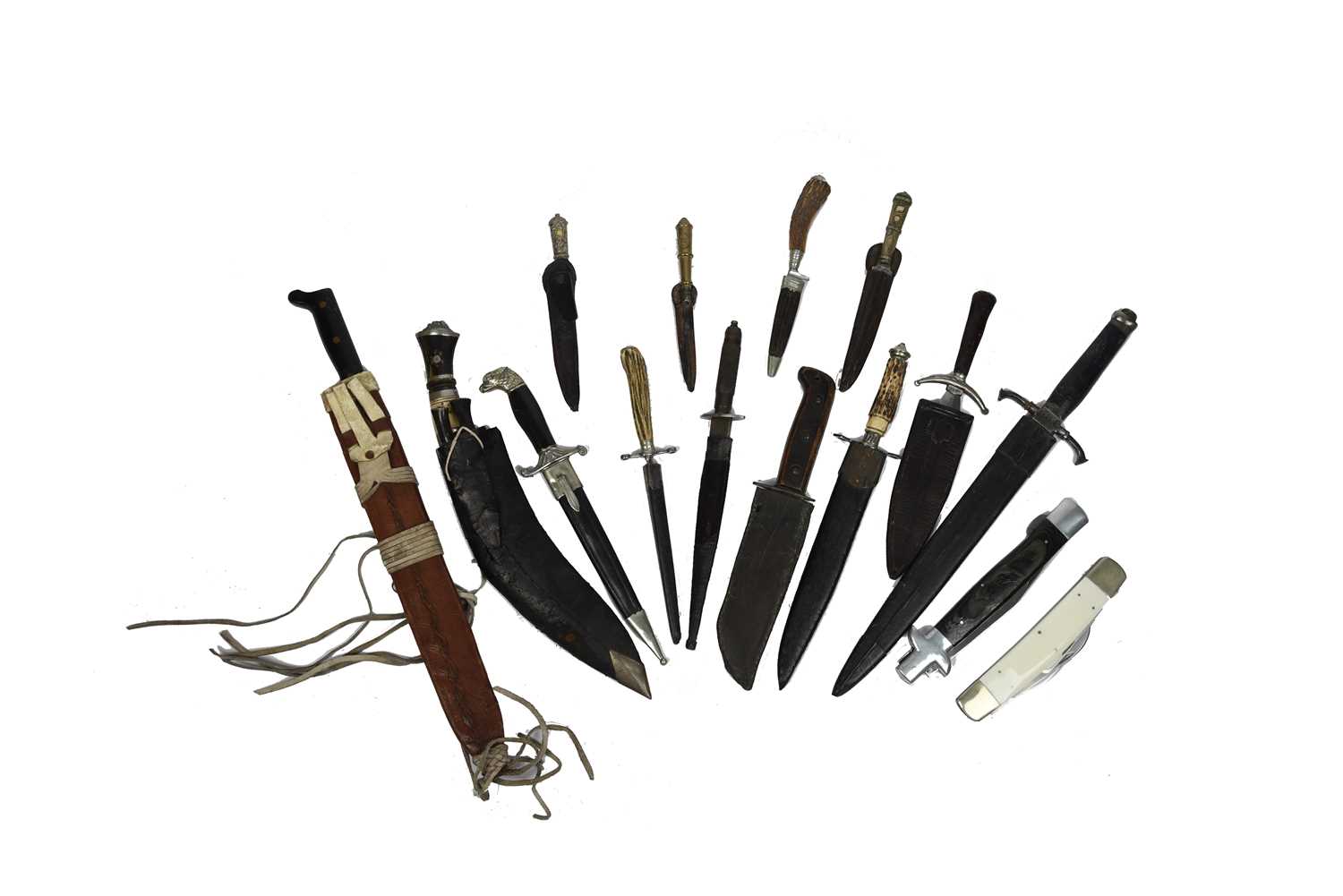 A quantity of edged weapons, including: an MOD pattern knife dated 1979, a kukri with bone and - Image 2 of 2