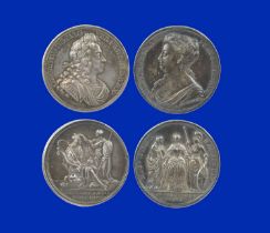 George I, coronation 1714, a silver medal by J. Croker, laureate and armoured bust right, rev. the