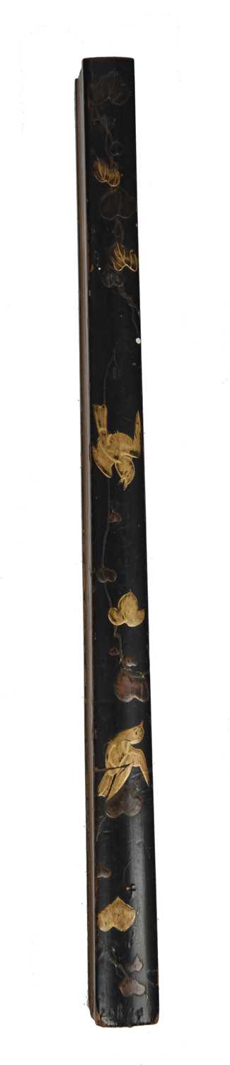 A Japanese dagger modelled as a fan (sento), blade 10.75 in., hira-zukuri, plain copper habaki, - Image 2 of 3
