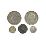 A quantity of British and International coins, including: Elizabeth I, silver sixpence, 1578, rose