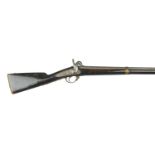 A Russian Model 1845 percussion musket, barrel 42 in., back action lock date 1847 and marked with