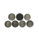 A small collection of British silver shillings, comprising: Charles II, 166?, first bust (S 3371