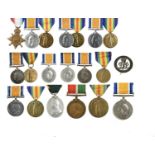 A collection of Great War Medals, groups and singles, comprising: a trio: 1914-15 Star (1929 PTE. A.