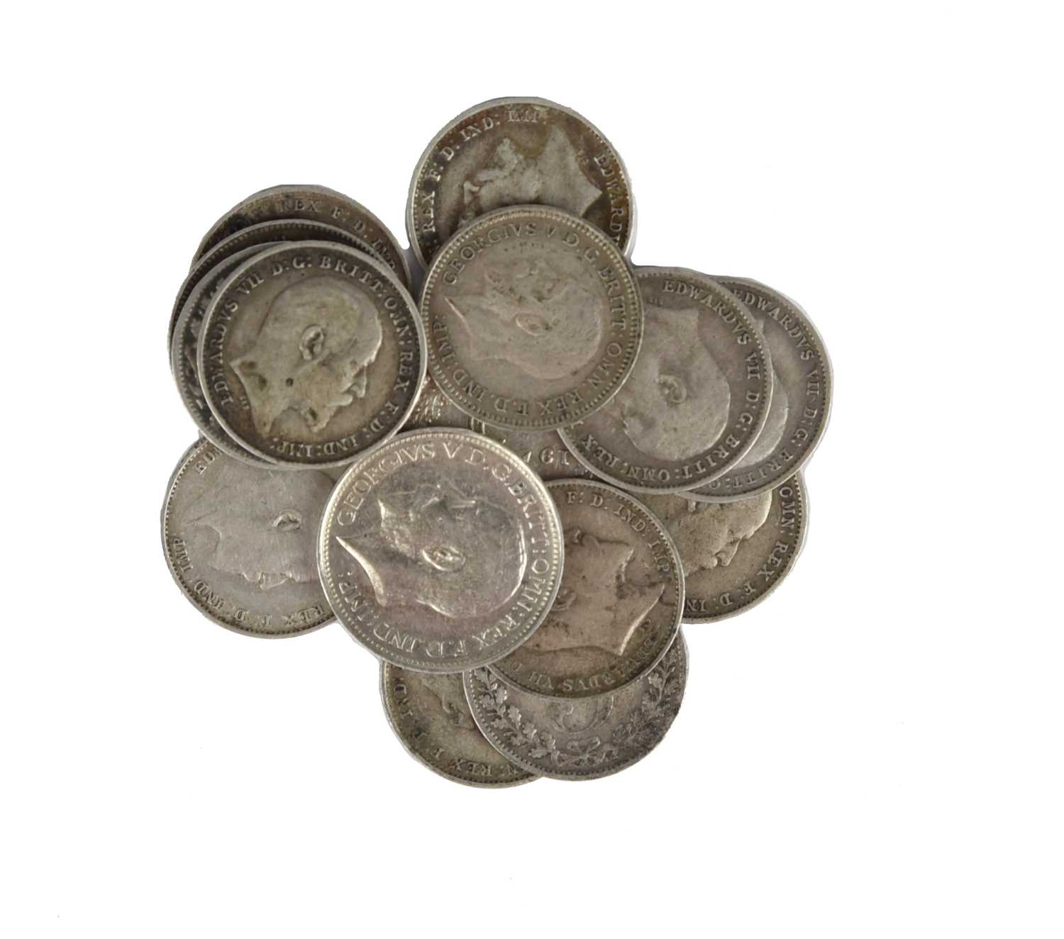 A quantity of British small denomination silver and cupro-nickel coins, including: shillings: - Image 3 of 5