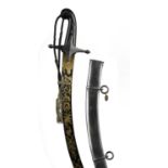 A 19th century European sword in the Persian style, blade of shamshir type, 28 in., the upper half