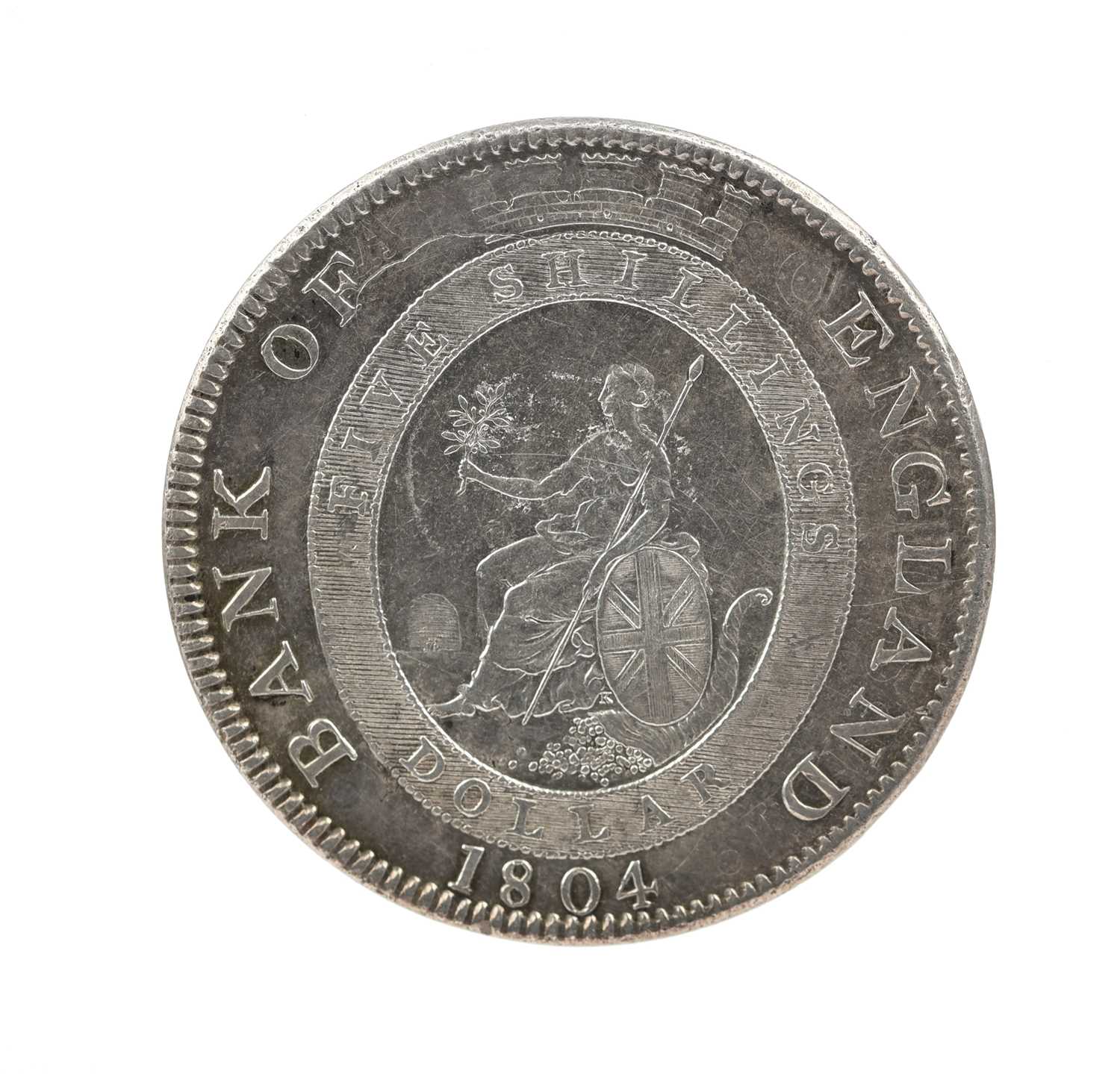 George III, silver dollar, 1804, Bank of England issue, details of Spanish donor coin visible in - Bild 2 aus 2