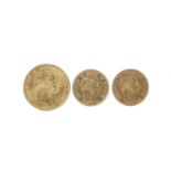 Denmark: Christian IX, gold 20 kroner, 1873 (F 295), nearly extremely fine; and 10 kroner (2),