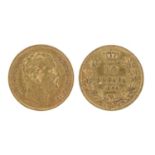 Serbia: Milan Obrenovich IV, gold 10 dinars (F 5), near very fine. 19.1mm diameter