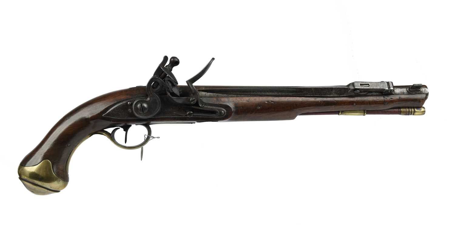 An English commercial .57 flintlock pistol of sea service type, barrel 11.5 in., London Company