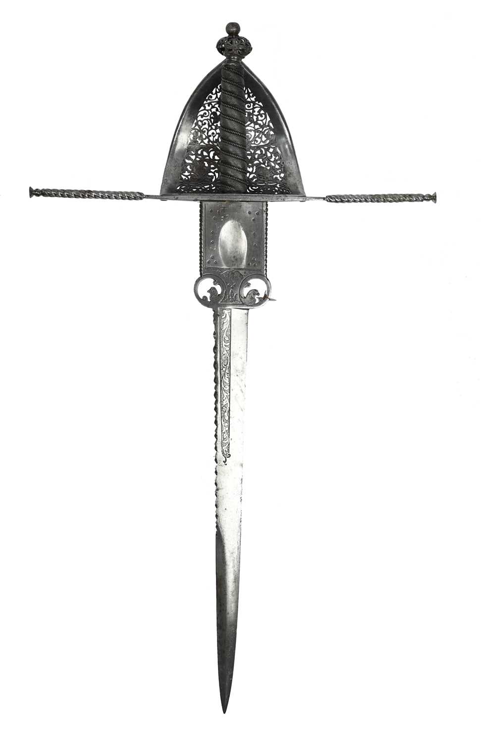 A fine Spanish left hand dagger, blade 19 in., double-edged for 7 in. towards the point, single- - Image 2 of 3