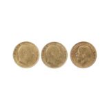 Edward VII, gold sovereigns (2), 1905 and 1909 (S 3969), very fine; and George V, gold sovereign,