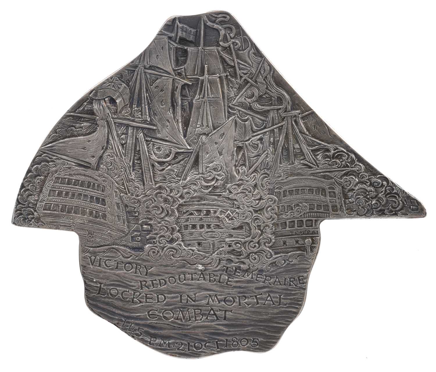 Bicentenary of the Battle of Trafalgar: a silver medal, 75 x 63mm, off irregular shape following the - Image 2 of 2