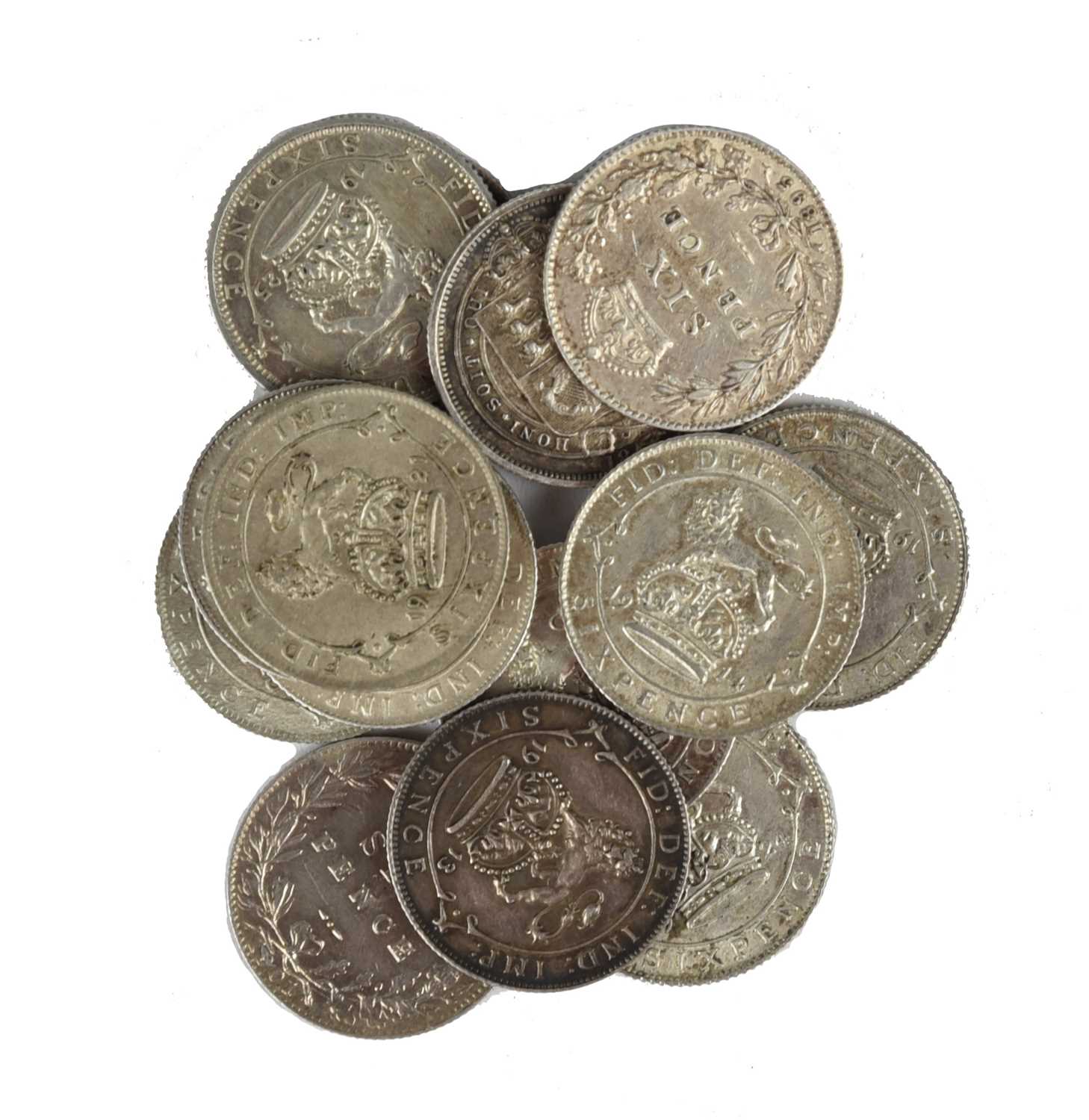 A quantity of British small denomination silver and cupro-nickel coins, including: shillings: - Image 2 of 5