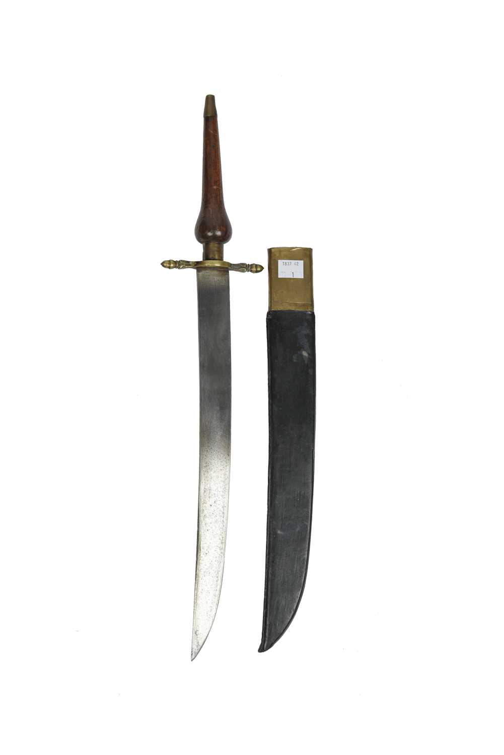 A plug bayonet of military type, single edged blade 13.5 in., brass cross piece with moulded - Image 2 of 3