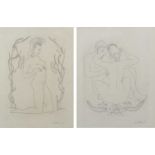 Φ Lettice Sandford (1902-1993) Female nude; Nude couple Two, both signed Lettice S (in pencil to