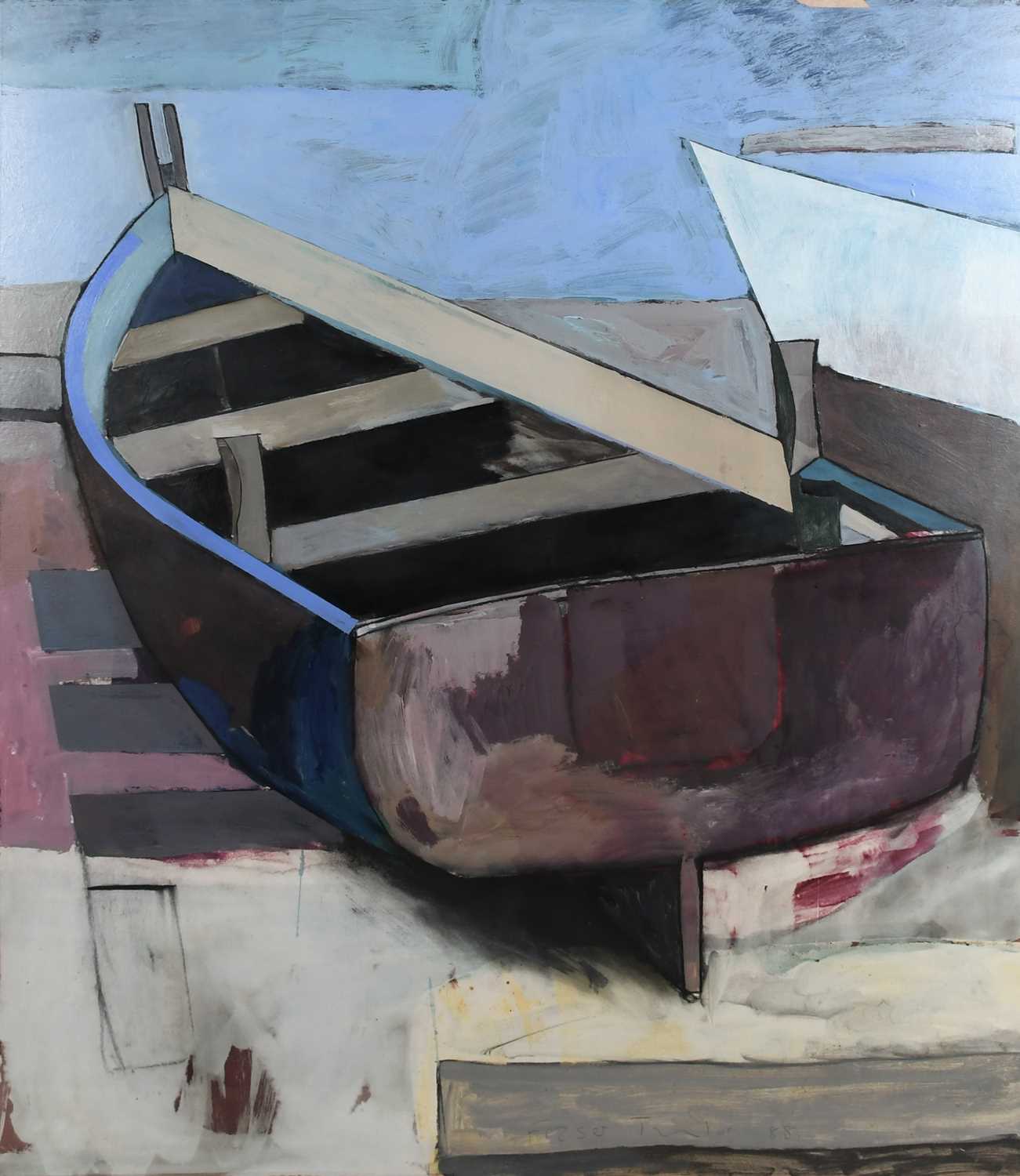 Φ Fraser Taylor (b.1960) Blue rowing boat Signed and dated Fraser Taylor 88 (lower centre) Oil on