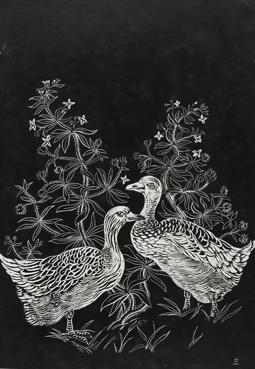 Φ Elsie Kathleen Simpson Powell (1895-1975) Out of the Rain; Swans; Chickens feeding; Cows resting - Image 35 of 40