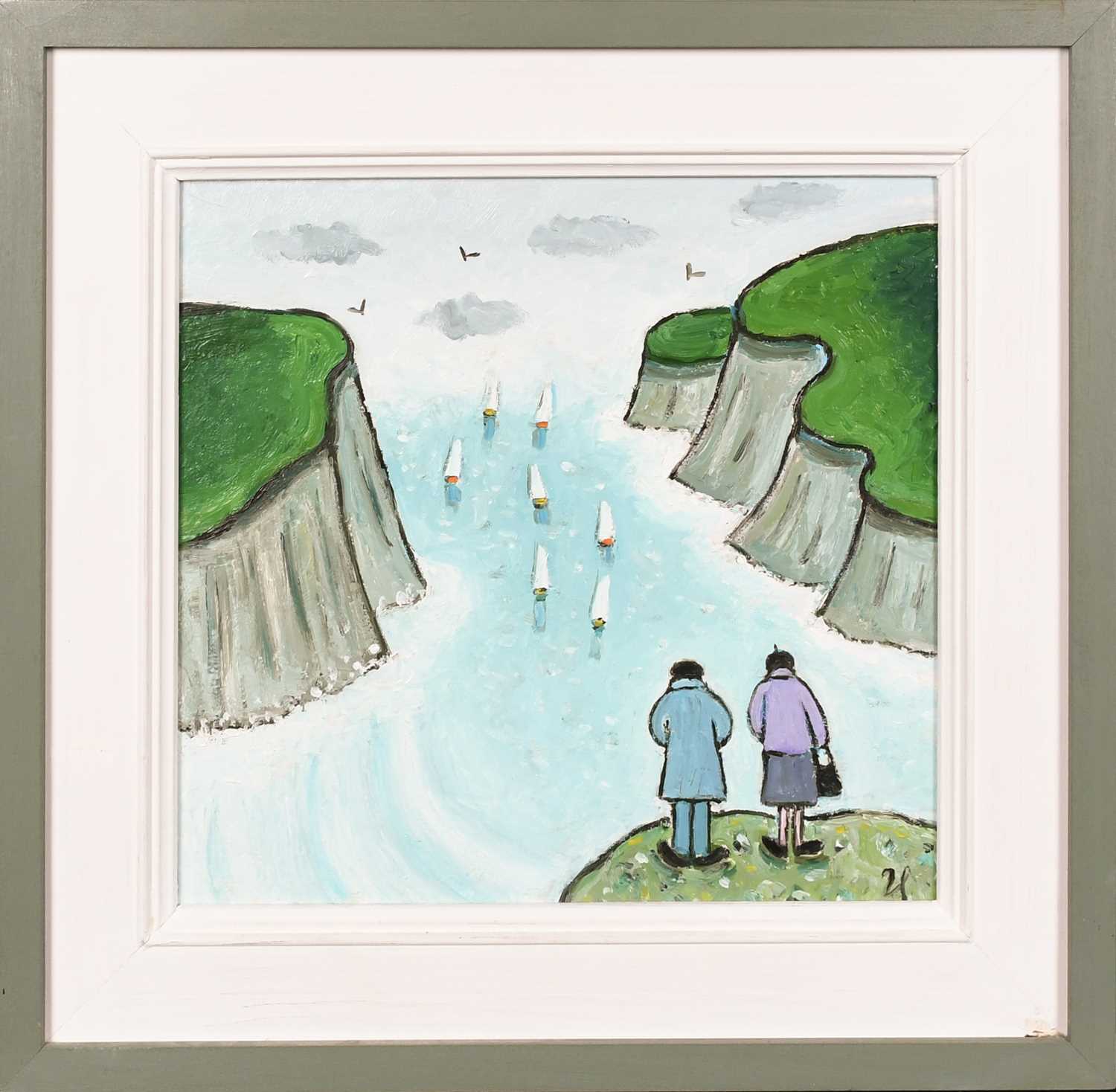 Φ Joan Gillchrest (1918-2008) Two Watching the Sailing Boats at Land's End Signed with initials - Image 2 of 4