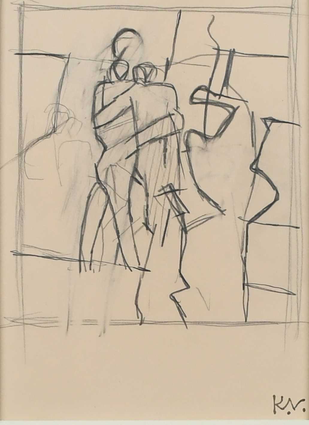 Φ Keith Vaughan (1912-1977) Two figures With studio stamp (lower right) Pencil 22.4 x 16.1cm