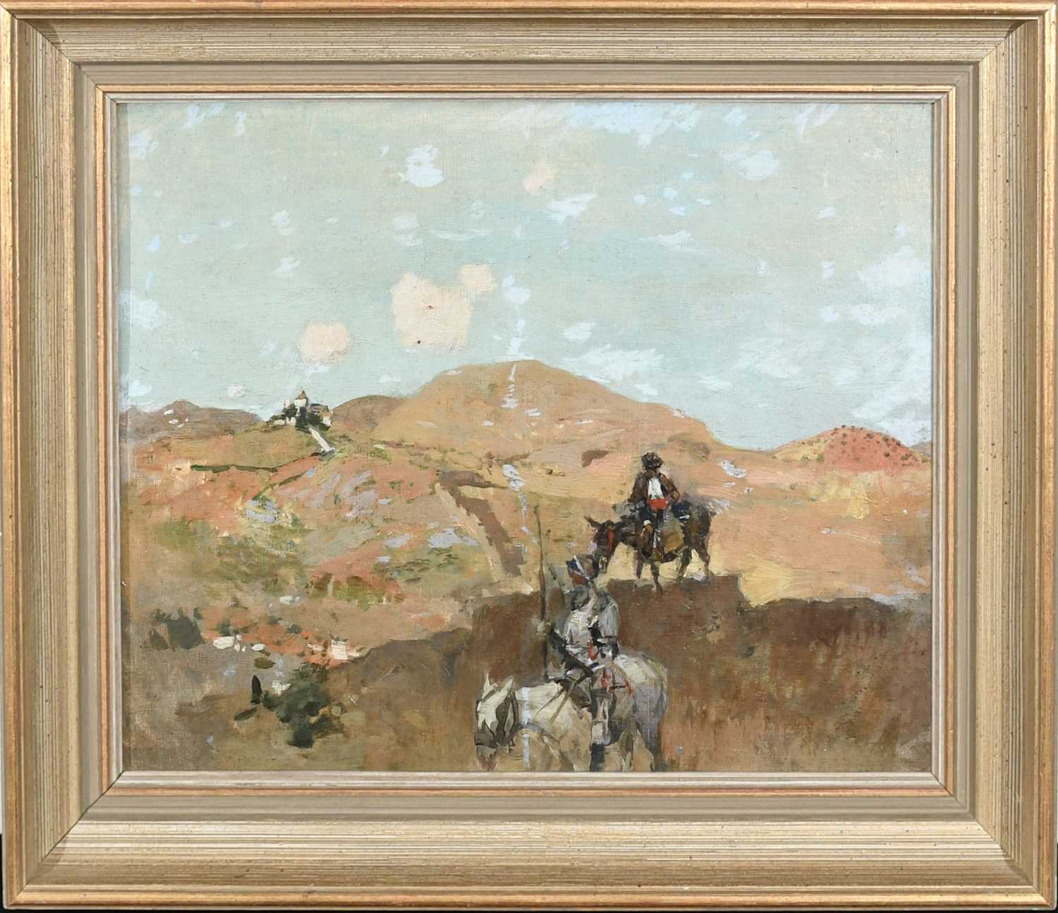 James Kerr-Lawson (Canadian 1862-1939) Don Quixote and Sancho Panza Oil on canvasboard 32.7 x 40.4cm - Image 2 of 4