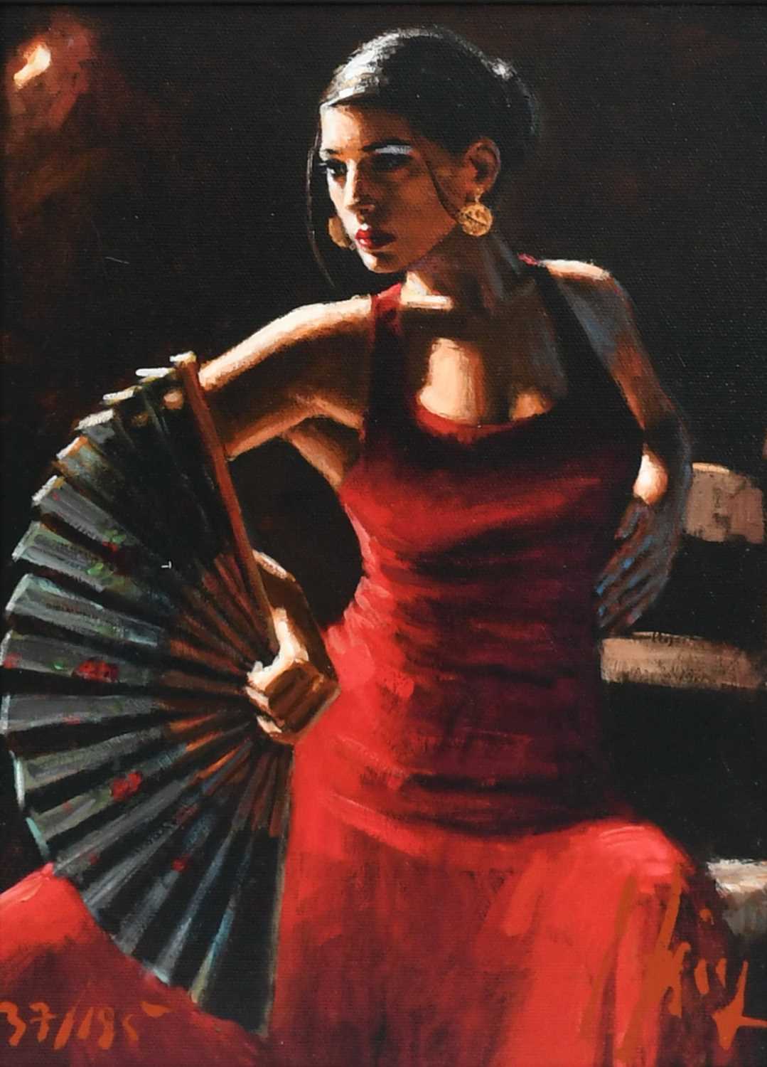 Fabian Perez (Argentinian b.1967) Celina con Abanico; Dancer in Red and white; Two, both signed F - Image 2 of 8
