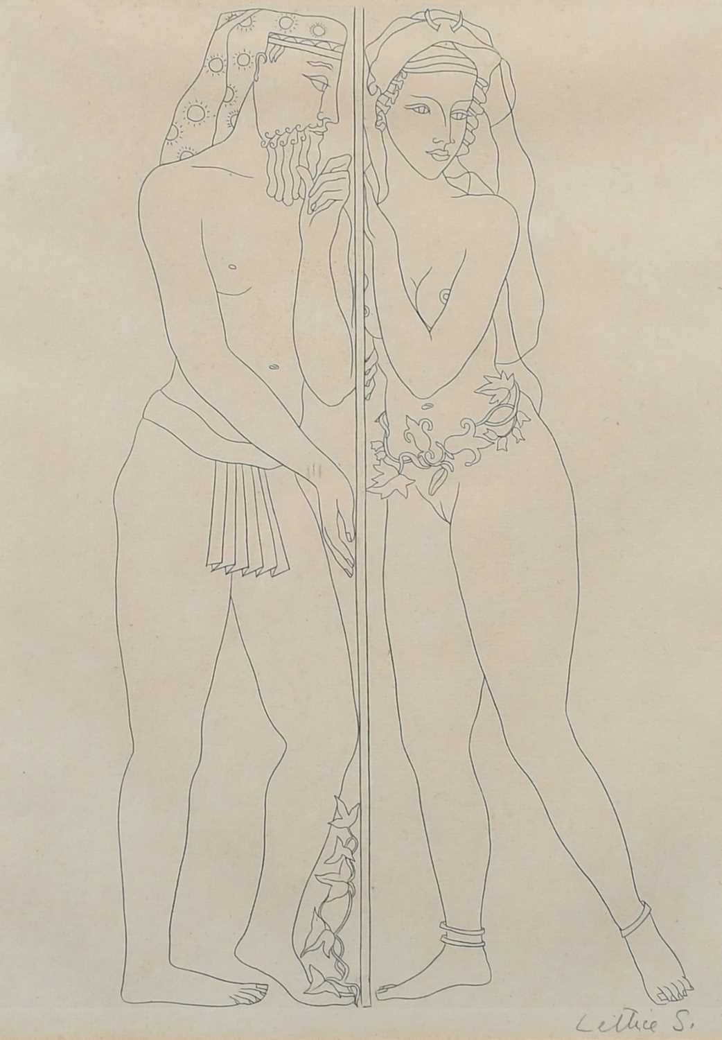 Φ Lettice Sandford (1902-1993) A nude couple standing; A couple in a landscape Two, both signed - Image 5 of 8