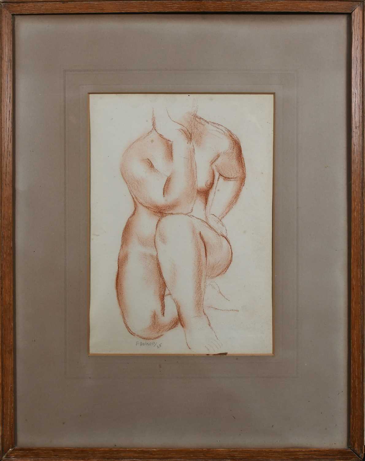 Φ Frank Dobson RA (1888-1963) Study of a kneeling female nude Signed and dated F Dobson/28 (lower - Image 2 of 4