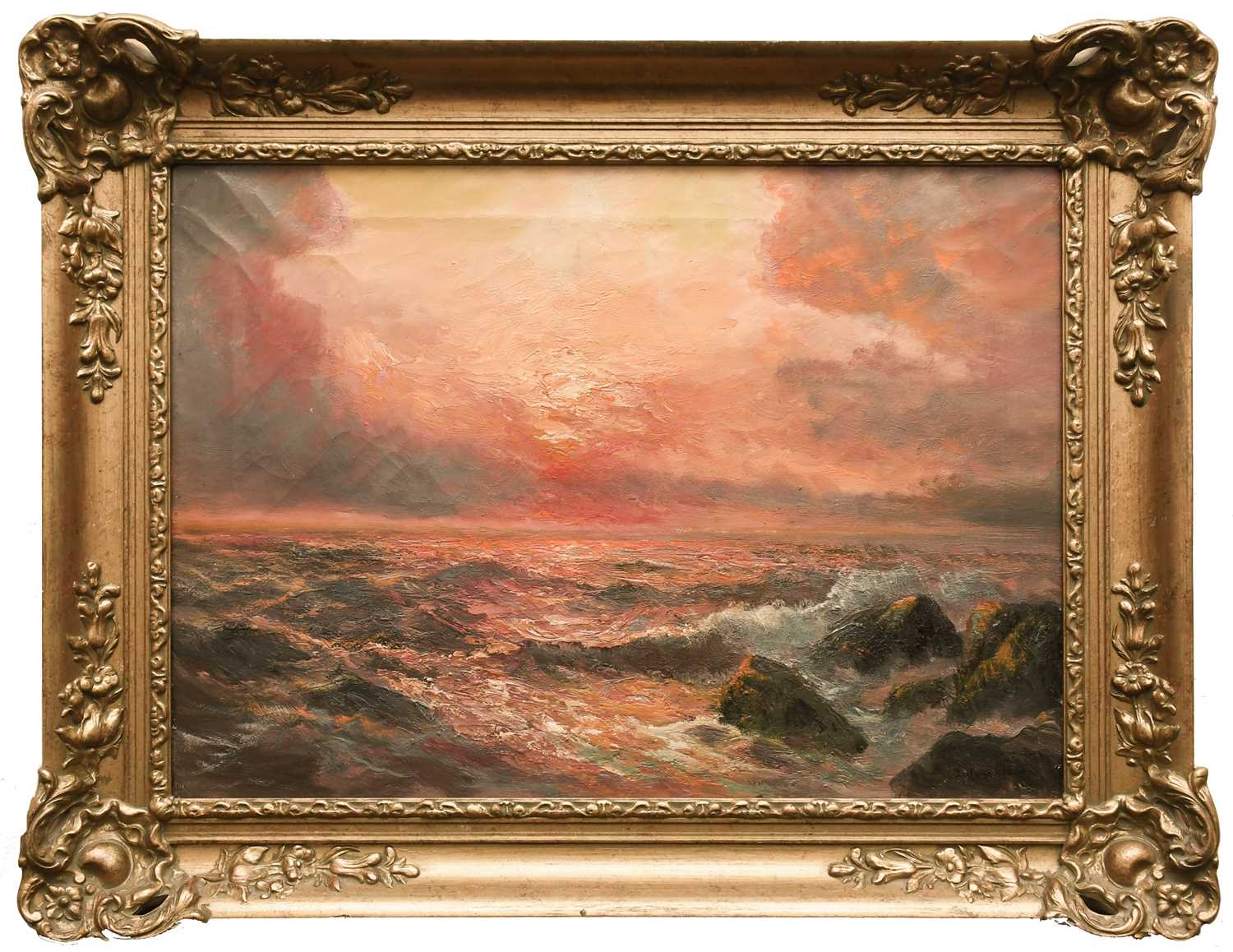 Julius Olsson RA (1864-1942) The sea at sunset Signed Julius Olsson (lower right) Oil on canvas 51.8 - Image 2 of 4