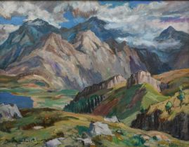 Φ John Maclauchlan Milne RSA (Scottish 1885-1957) The Five Sisters of Kintail Signed Maclauchlan