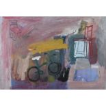 Φ Fraser Taylor (b.1960) Bicycle and chairs Signed and dated Fraser Taylor 83 (lower right) Oil on