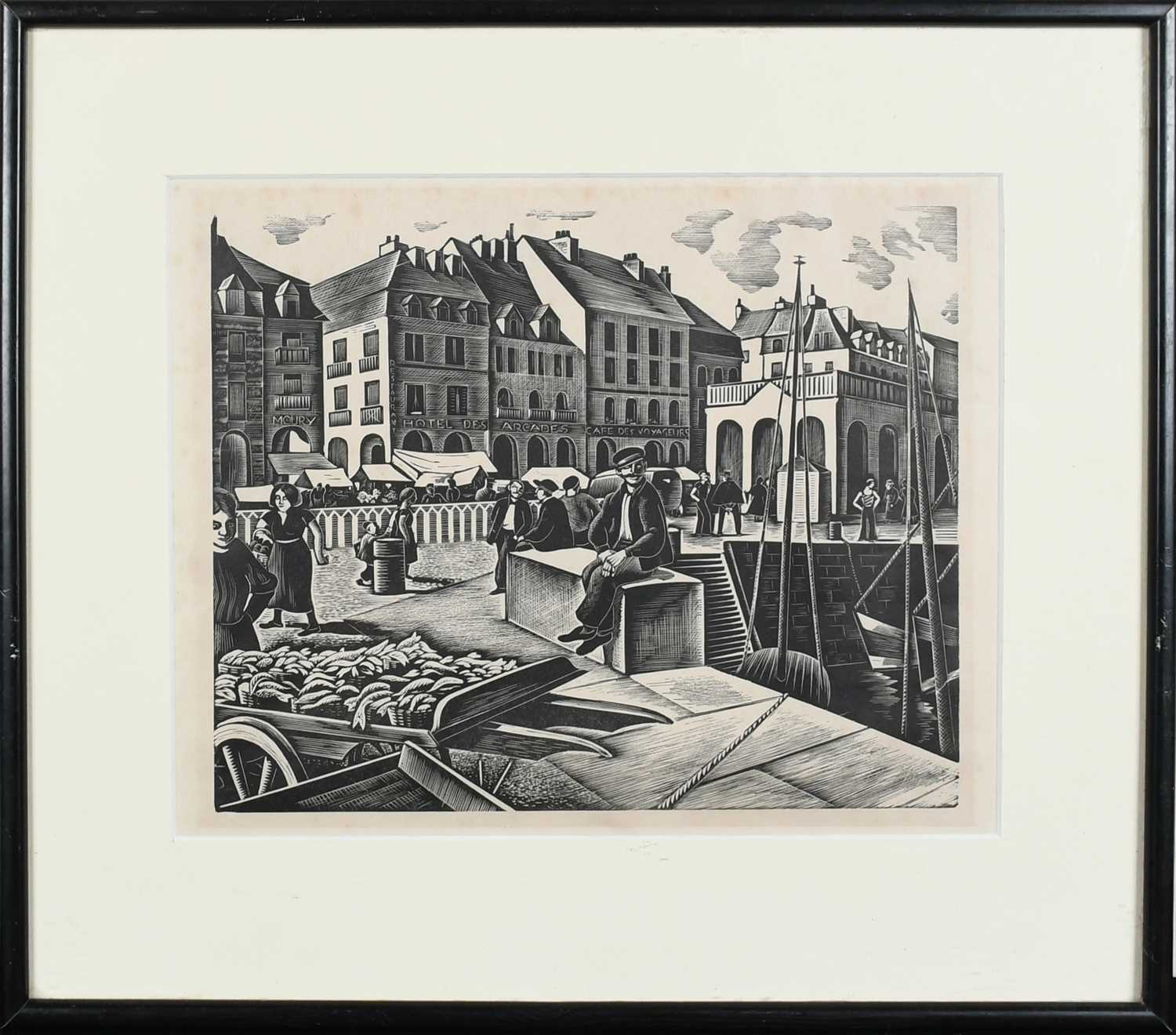 Φ Guy Malet (1900-1973) The Harbour Dieppe Wood engraving 20.7 x 25.4cm (image) Provenance: The - Image 2 of 4