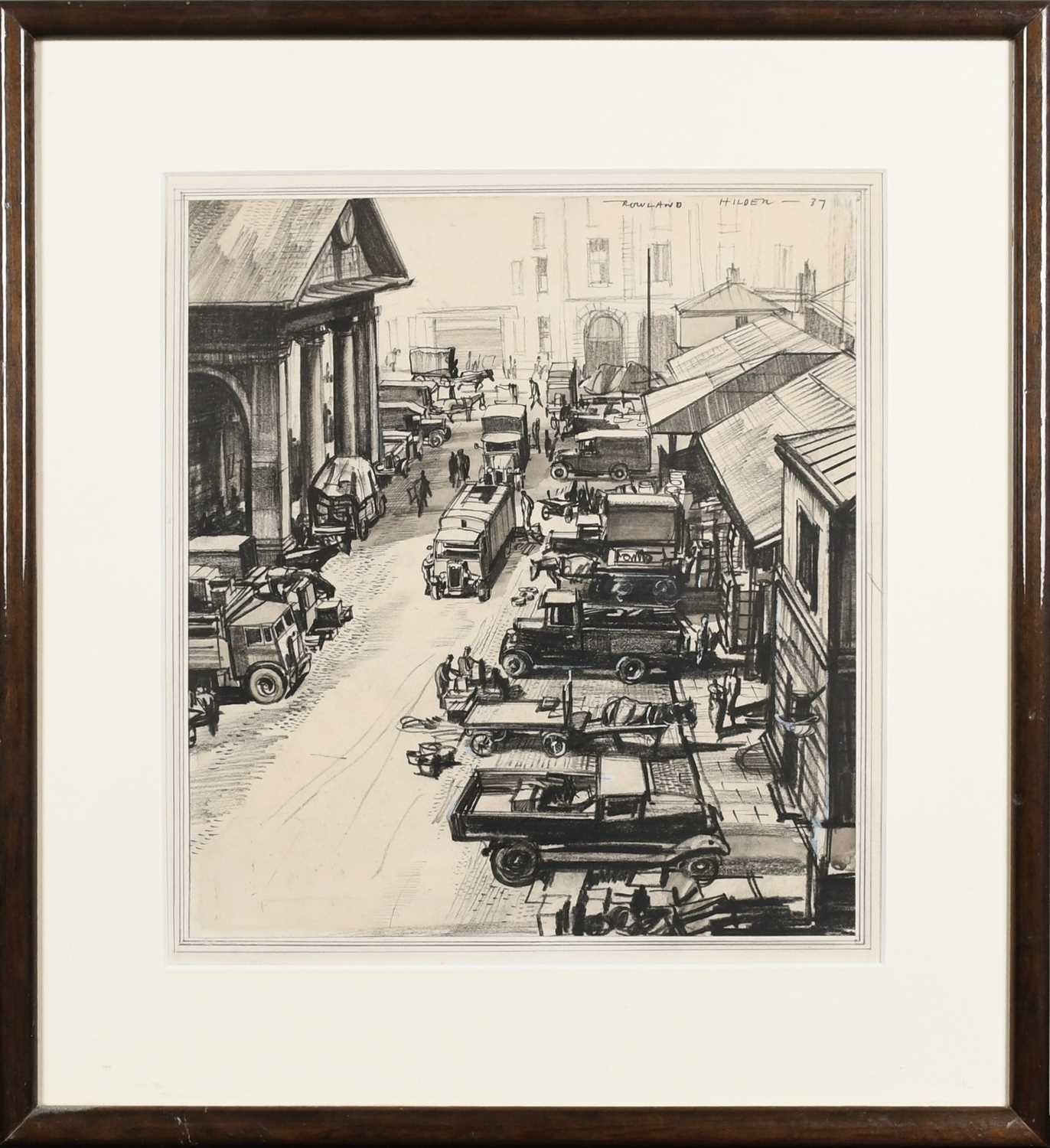 Φ Rowland Hilder (1905-1993) Covent Garden Signed and dated - ROWLAND HILDER - 37 (upper right) - Bild 2 aus 4